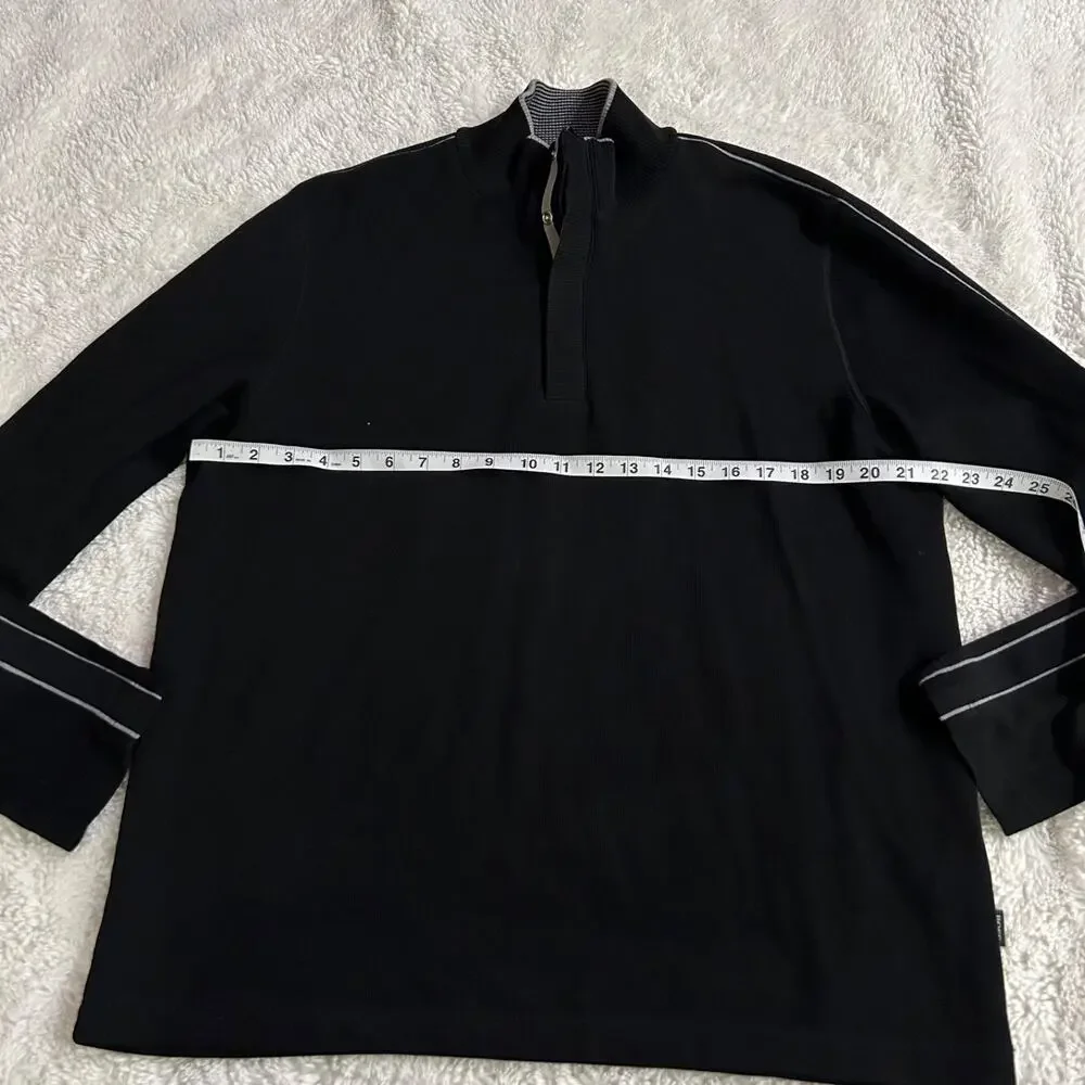 Hugo Boss Quarter Snap Sweatshirt Mens XL Black Business Office Attire Preppy